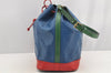 Auth Louis Vuitton Epi Noe Tricolor Red Blue Green M44084 Drawstring Bag 5414I