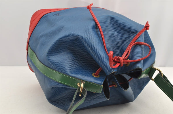 Auth Louis Vuitton Epi Noe Tricolor Red Blue Green M44084 Drawstring Bag 5414I