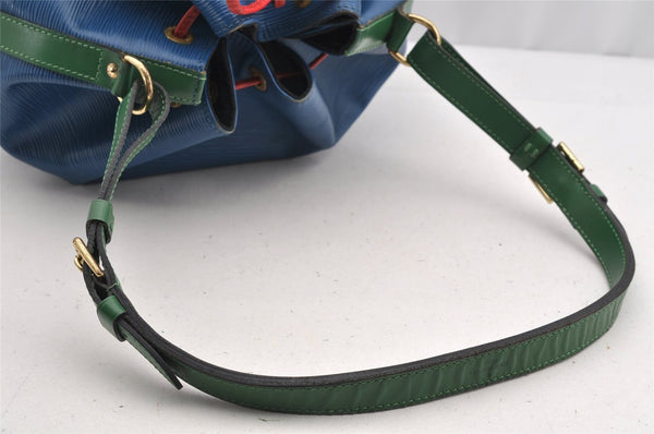 Auth Louis Vuitton Epi Noe Tricolor Red Blue Green M44084 Drawstring Bag 5414I