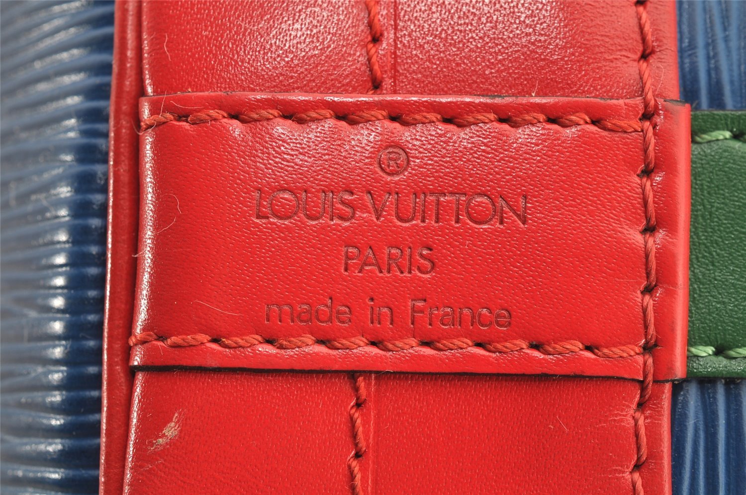 Auth Louis Vuitton Epi Noe Tricolor Red Blue Green M44084 Drawstring Bag 5414I