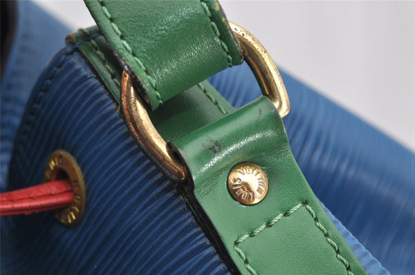 Auth Louis Vuitton Epi Noe Tricolor Red Blue Green M44084 Drawstring Bag 5414I
