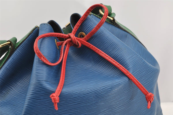 Auth Louis Vuitton Epi Noe Tricolor Red Blue Green M44084 Drawstring Bag 5414I