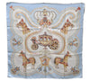 Authentic HERMES Carre 90 Scarf "PAPEROLES" Silk Ivory Light Blue 5415D