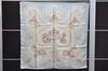 Authentic HERMES Carre 90 Scarf "PAPEROLES" Silk Ivory Light Blue 5415D