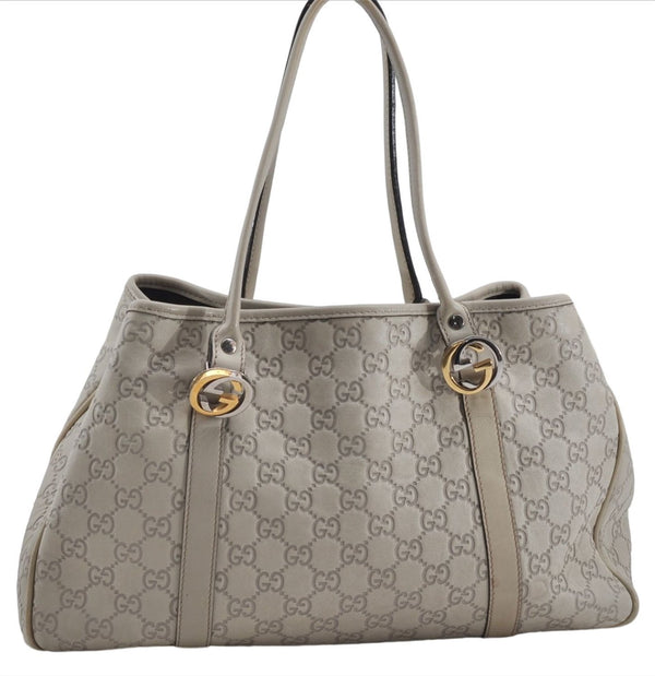 Authentic GUCCI Guccissima Twins Leather Shoulder Hand Bag 232957 Ivory 5416E