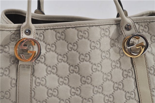 Authentic GUCCI Guccissima Twins Leather Shoulder Hand Bag 232957 Ivory 5416E