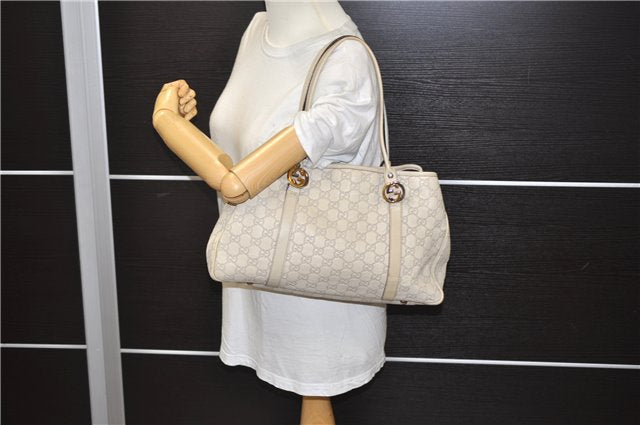 Authentic GUCCI Guccissima Twins Leather Shoulder Hand Bag 232957 Ivory 5416E