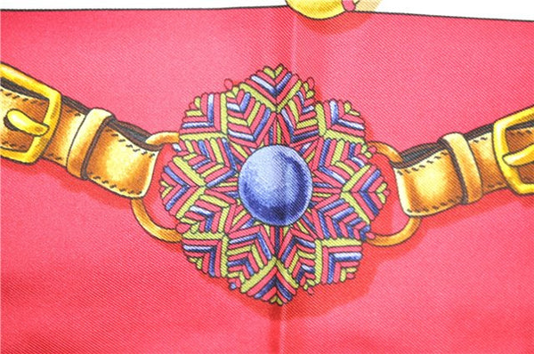 Authentic HERMES Carre 90 Scarf "Festival" Silk Red 5417D