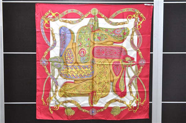 Authentic HERMES Carre 90 Scarf "Festival" Silk Red 5417D
