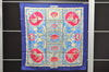 Authentic HERMES Carre 90 Scarf "LA PRESENTATION" Silk Blue Paper Bag 5419D