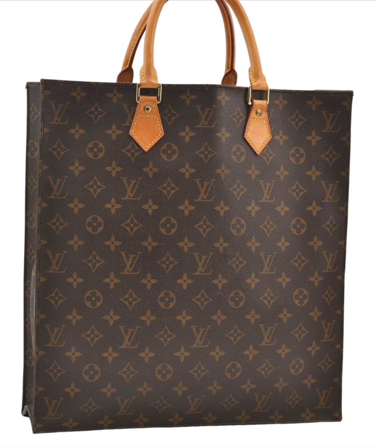 Authentic Louis Vuitton Monogram Sac Plat Hand Tote Bag M51140 LV 5420E