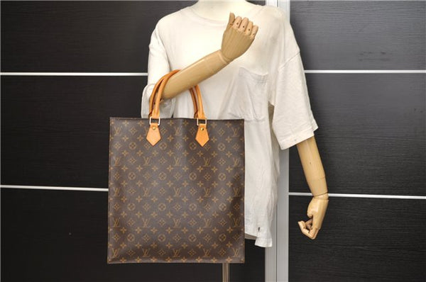 Authentic Louis Vuitton Monogram Sac Plat Hand Tote Bag M51140 LV 5420E