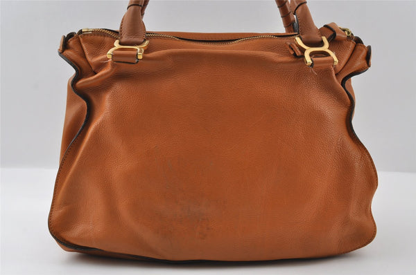 Authentic Chloe Marcie Large Vintage Shoulder Hand Bag Leather Brown 5421I