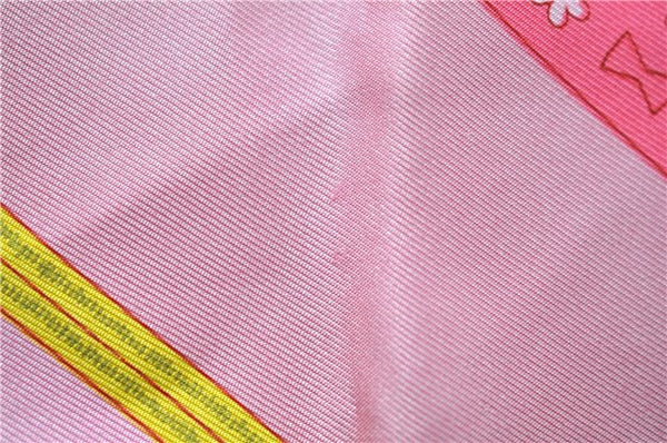 Authentic HERMES Carre 90 Scarf "Torins d'ar" Silk Pink 5422D