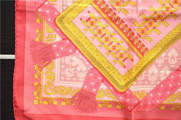 Authentic HERMES Carre 90 Scarf "Torins d'ar" Silk Pink 5422D