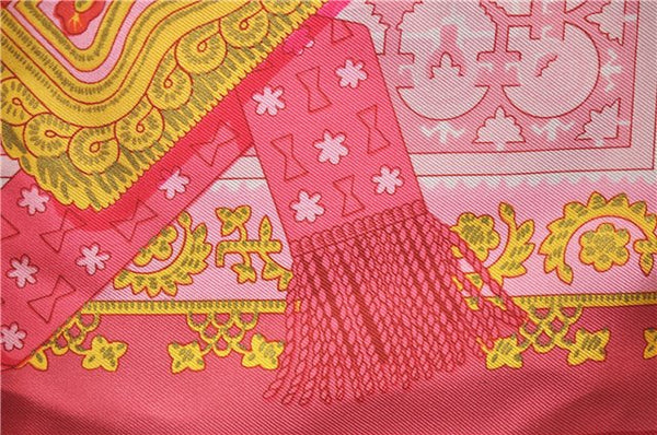 Authentic HERMES Carre 90 Scarf "Torins d'ar" Silk Pink 5422D