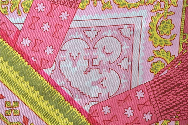 Authentic HERMES Carre 90 Scarf "Torins d'ar" Silk Pink 5422D