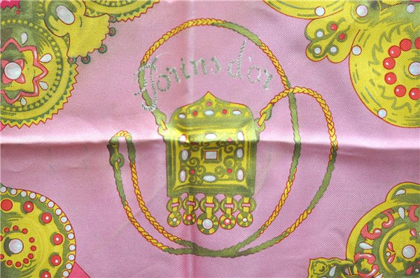 Authentic HERMES Carre 90 Scarf "Torins d'ar" Silk Pink 5422D