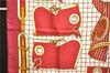 Authentic HERMES Carre 90 Scarf "Camails" Silk Bordeaux Red 5424D