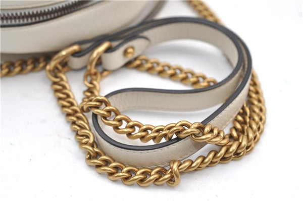 Authentic GUCCI GG Marmont Chain Shoulder Cross Bag Leather 550154 White 5424E