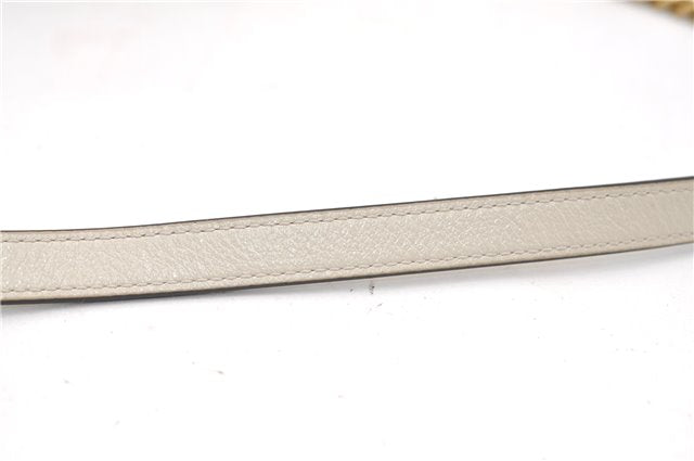 Authentic GUCCI GG Marmont Chain Shoulder Cross Bag Leather 550154 White 5424E