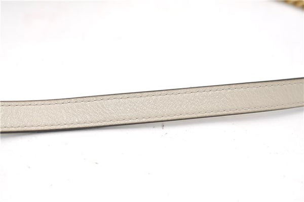 Authentic GUCCI GG Marmont Chain Shoulder Cross Bag Leather 550154 White 5424E