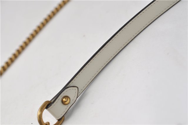 Authentic GUCCI GG Marmont Chain Shoulder Cross Bag Leather 550154 White 5424E