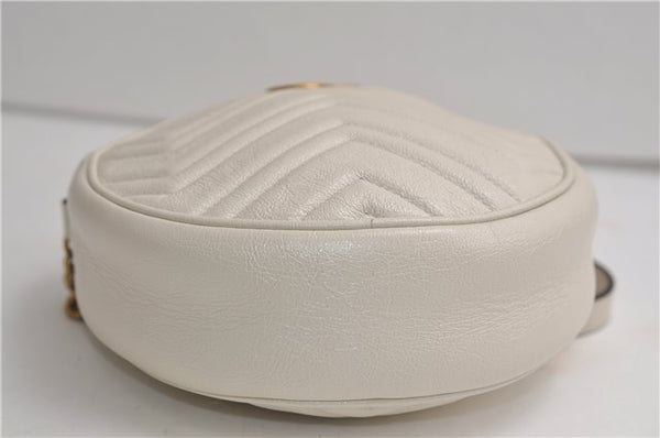 Authentic GUCCI GG Marmont Chain Shoulder Cross Bag Leather 550154 White 5424E