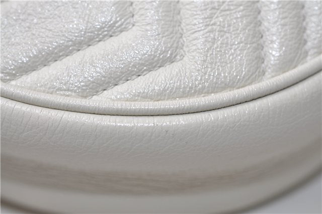 Authentic GUCCI GG Marmont Chain Shoulder Cross Bag Leather 550154 White 5424E