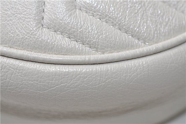 Authentic GUCCI GG Marmont Chain Shoulder Cross Bag Leather 550154 White 5424E