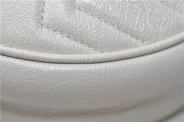Authentic GUCCI GG Marmont Chain Shoulder Cross Bag Leather 550154 White 5424E