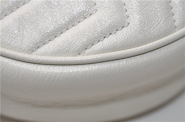 Authentic GUCCI GG Marmont Chain Shoulder Cross Bag Leather 550154 White 5424E