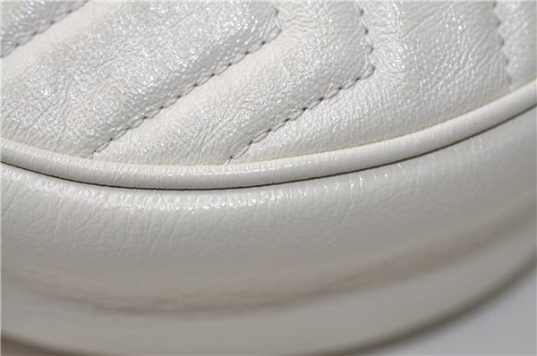 Authentic GUCCI GG Marmont Chain Shoulder Cross Bag Leather 550154 White 5424E