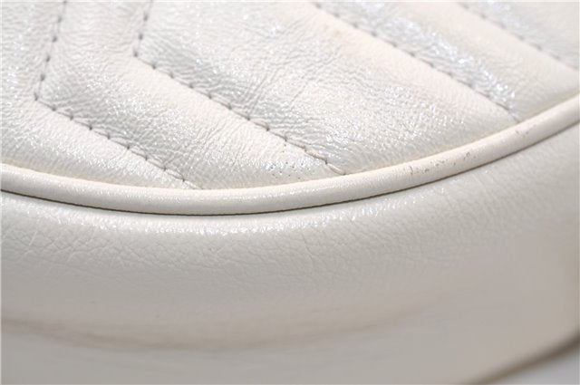 Authentic GUCCI GG Marmont Chain Shoulder Cross Bag Leather 550154 White 5424E