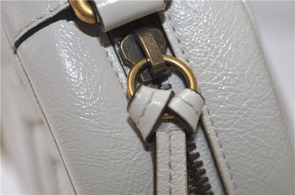 Authentic GUCCI GG Marmont Chain Shoulder Cross Bag Leather 550154 White 5424E