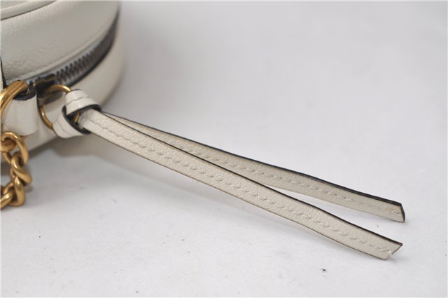 Authentic GUCCI GG Marmont Chain Shoulder Cross Bag Leather 550154 White 5424E