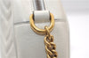 Authentic GUCCI GG Marmont Chain Shoulder Cross Bag Leather 550154 White 5424E