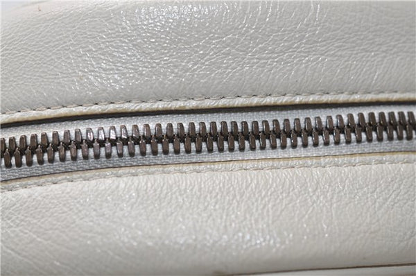 Authentic GUCCI GG Marmont Chain Shoulder Cross Bag Leather 550154 White 5424E