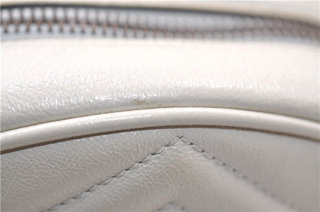 Authentic GUCCI GG Marmont Chain Shoulder Cross Bag Leather 550154 White 5424E