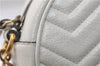 Authentic GUCCI GG Marmont Chain Shoulder Cross Bag Leather 550154 White 5424E