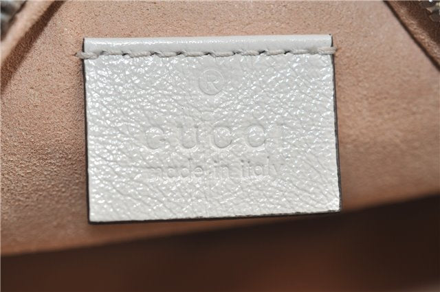 Authentic GUCCI GG Marmont Chain Shoulder Cross Bag Leather 550154 White 5424E