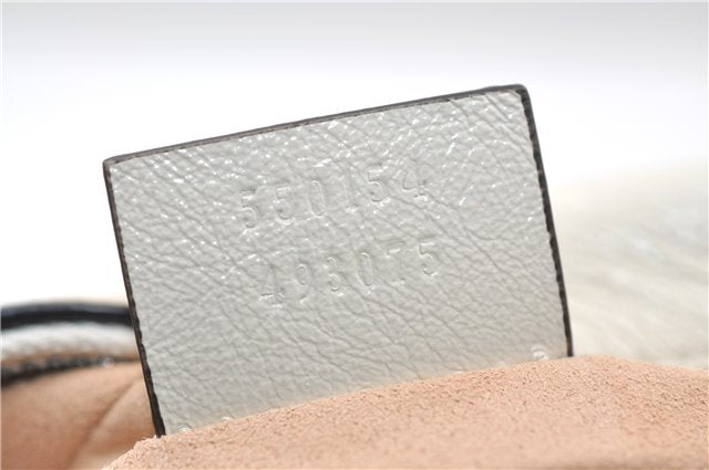 Authentic GUCCI GG Marmont Chain Shoulder Cross Bag Leather 550154 White 5424E