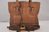 Authentic Chloe Paddington Vintage Leather Shoulder Hand Tote Bag Brown 5424I