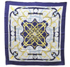 Authentic HERMES Carre 90 Scarf "Eperon d'or" Silk Navy 5425D