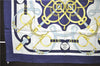 Authentic HERMES Carre 90 Scarf "Eperon d'or" Silk Navy 5425D