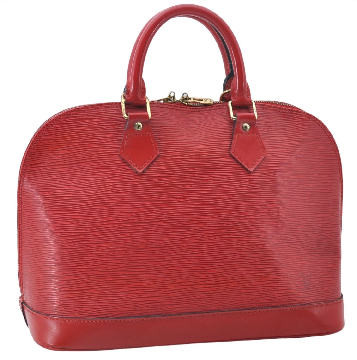 Authentic Louis Vuitton Epi Alma PM Hand Bag Red M52147 LV 5428E