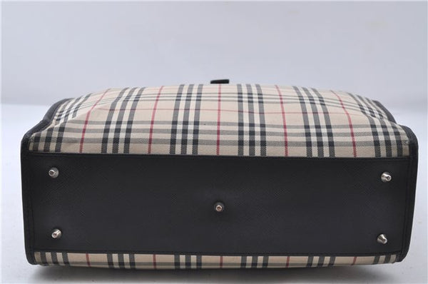 Authentic BURBERRY Check Shoulder Hand Bag Canvas Leather Beige Black 5429D