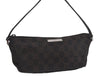 Authentic GUCCI Hand Bag Pouch Purse GG Canvas Leather 07198 Black 5429I