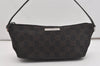 Authentic GUCCI Hand Bag Pouch Purse GG Canvas Leather 07198 Black 5429I