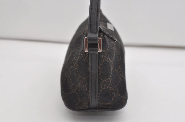 Authentic GUCCI Hand Bag Pouch Purse GG Canvas Leather 07198 Black 5429I